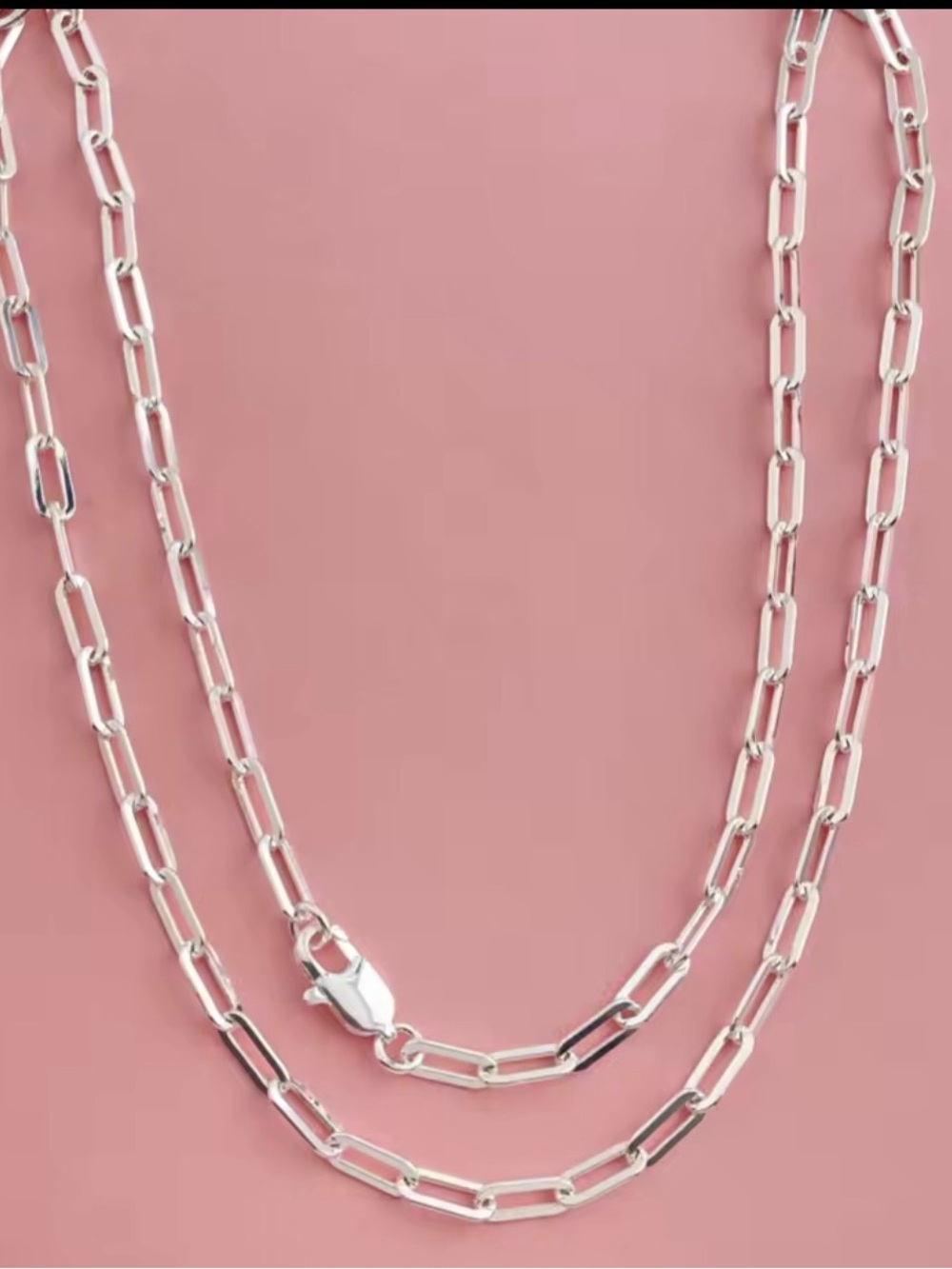 Italian 925 Sterling Silver Paperclip Link Chain Necklace Statement 22” NWOT